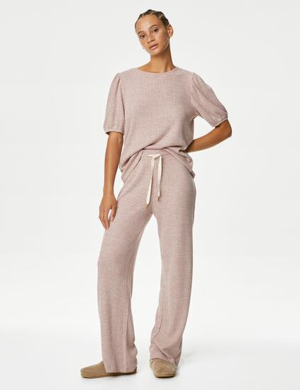 Cosy Waffle Lounge Wide Leg Trousers