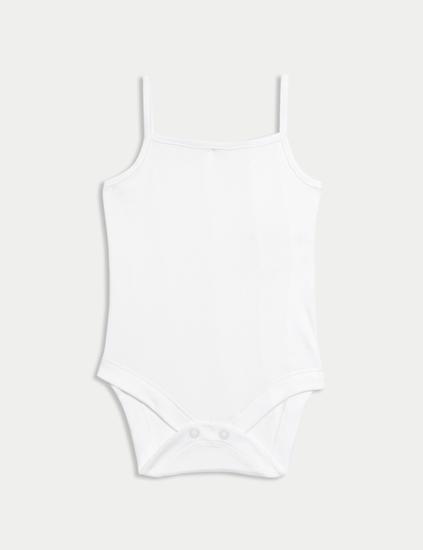5 Pack Pure Cotton Strappy Bodysuits (6½lbs-3 Yrs)