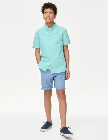 Pure Cotton Plain Shirt (6-16 Yrs)