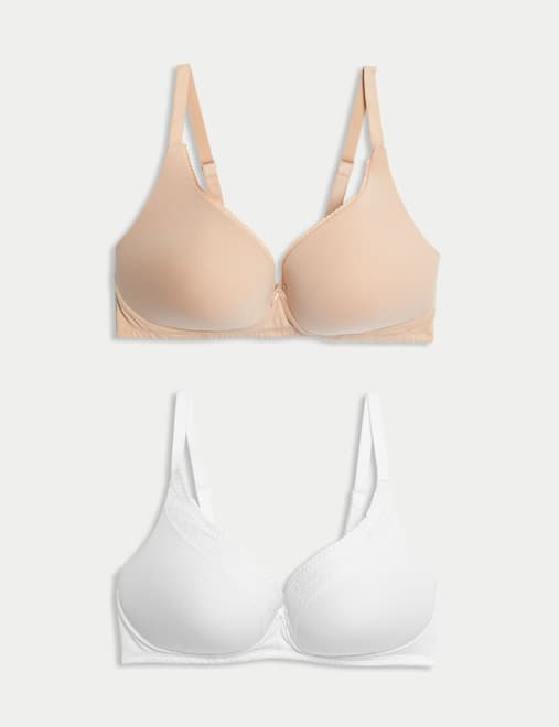 2Pk Cotton Plunge Lounge Bra