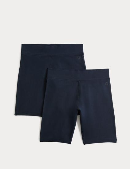 2 Pack Girls' Cotton Rich School Cycling Shorts (2-16 Yrs)