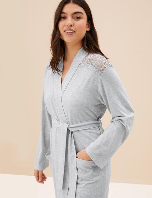 Cotton Modal Lace Trim Wrap