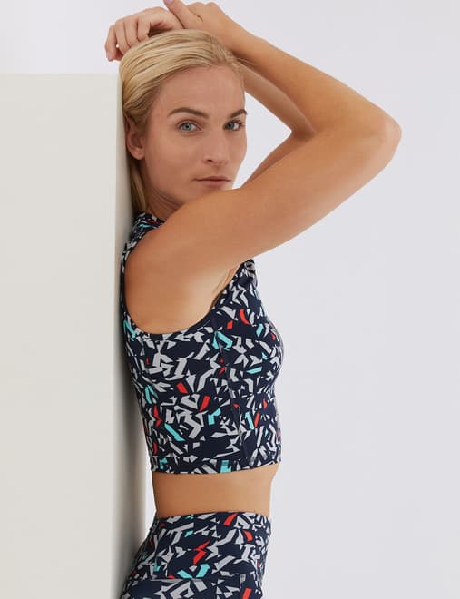 Printed Scoop Neck Crop Top