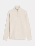 Cotton Blend Textured Half Zip Jumper