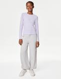 Cotton Rich Diamante Ribbed Top (6-16 Yrs)