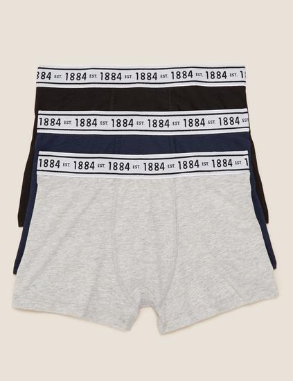 3pk Cotton Rich With Stretch Plain Trunks (6-16 Yrs)