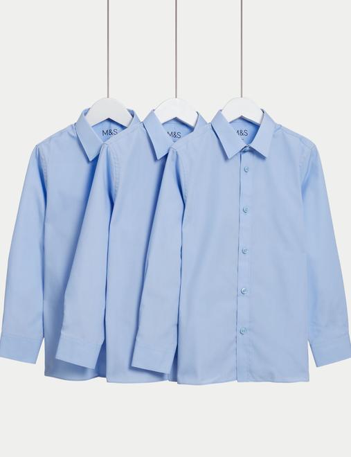 3 Pack Girls' Easy Iron School Shirts (2-16 Yrs)