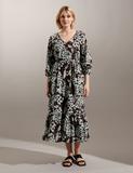 Pure Cotton Floral V-Neck Midi Tiered Dress