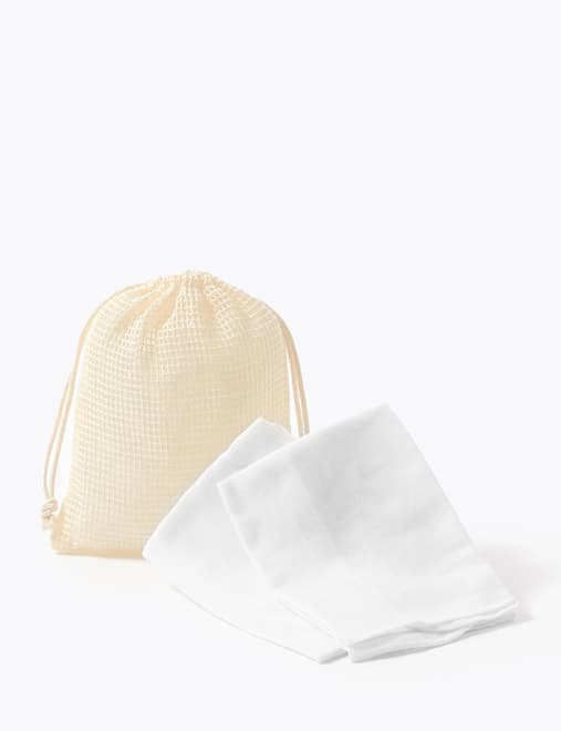 2 Pack Organic Muslin Cloths & Reusable Bag