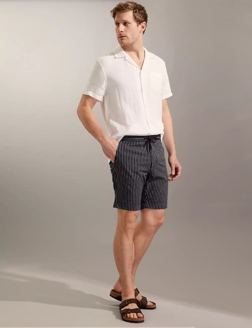 Linen Rich Pinstripe Shorts
