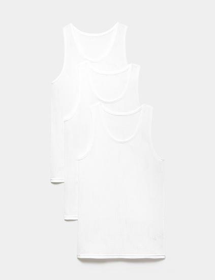 3 Pack Pure Cotton Classic Sleeveless Mesh Vests