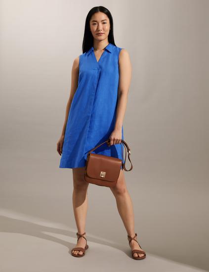 Pure Linen V-Neck Sleeveless Shift Dress