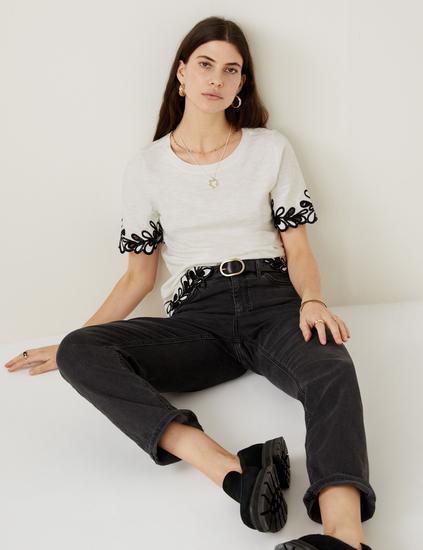 Pure Cotton Embroidered T-Shirt