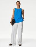 Linen Blend Sleeveless Blouse