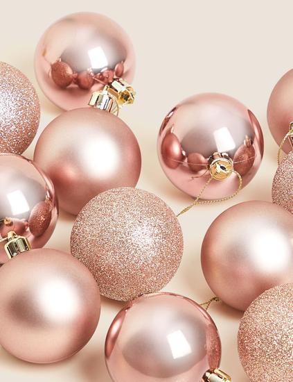 12pk Rose Gold Shatterproof Baubles