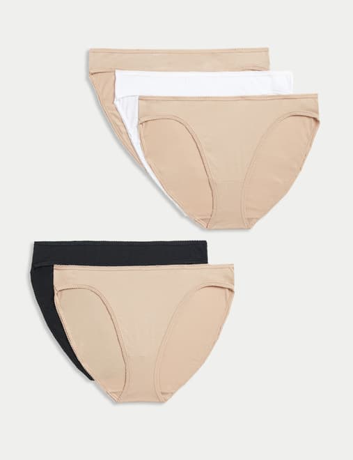 5pk Cotton Rich High Leg Knickers