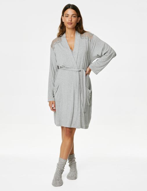 Body Soft™ Lace Detail Short Dressing Gown