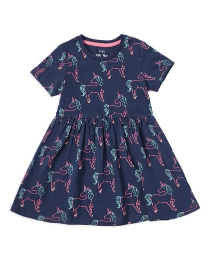 Pure Cotton Unicorn Print Dress (2-8 Yrs)
