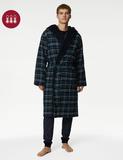 Pure Cotton Checked Hooded Dressing Gown