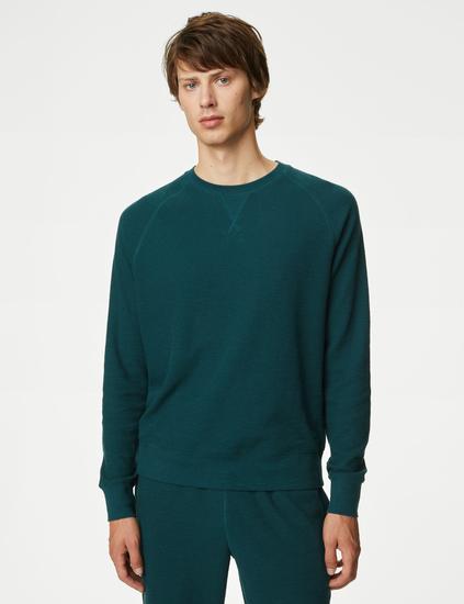 Pure Cotton Waffle Loungewear Sweatshirt
