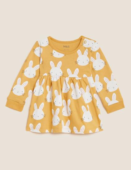 Pure Cotton Bunny Print Peplum Top (0 - 3 Yrs)
