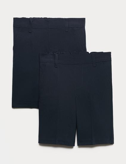 2 Pack Boys' Slim Leg School Shorts (2-14 Yrs)