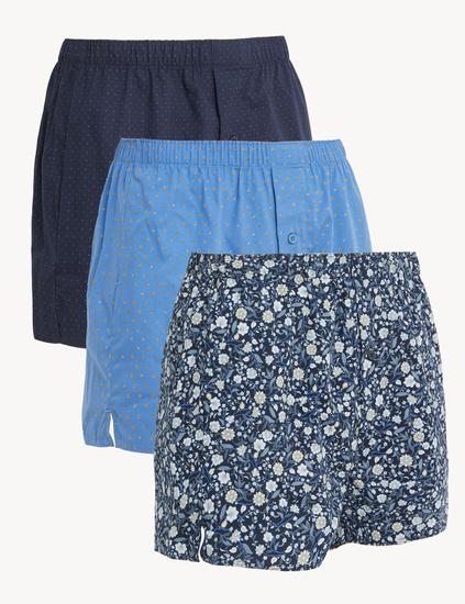 3 Pack Pure Cotton Assorted Woven Boxers