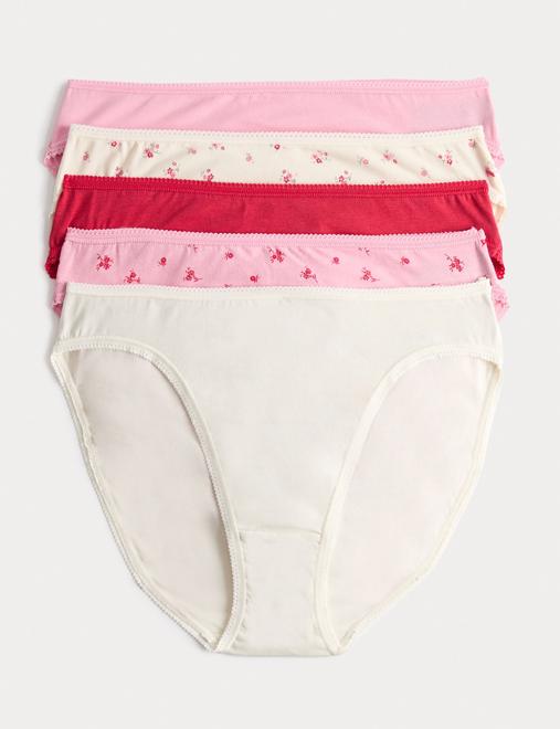 5pk Cotton Lycra™ High Leg Knickers