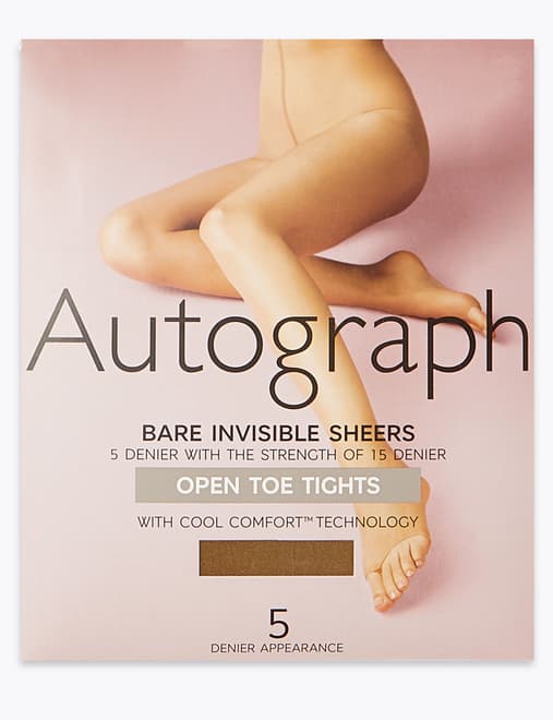 5 Denier Bare Invisible Open Toe Tights