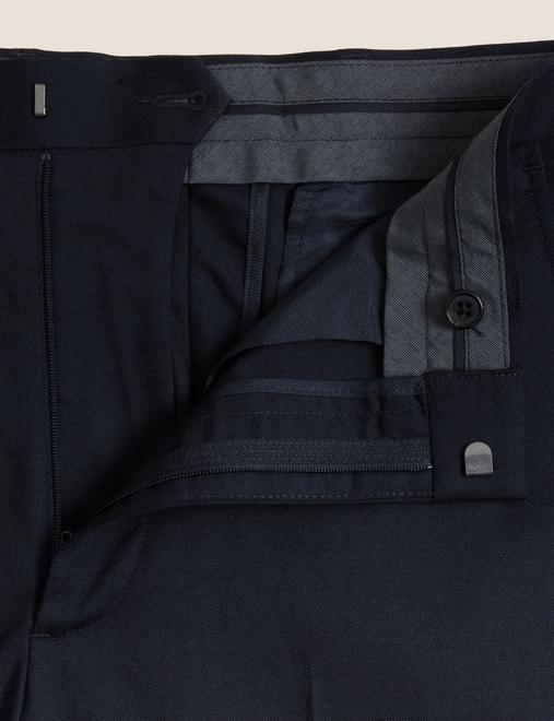 Regular Fit Wool Blend Flat Front Trousers