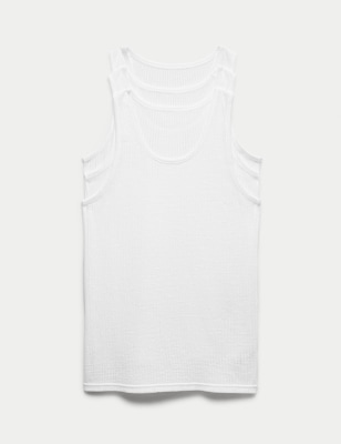 3 Pack Pure Cotton Classic Sleeveless Mesh Vests