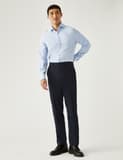 Regular Fit Wool Blend Flat Front Trousers