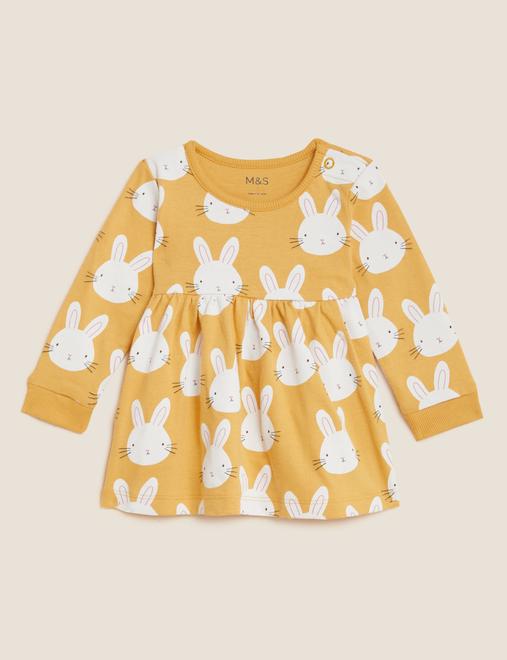 Pure Cotton Bunny Print Peplum Top (0 - 3 Yrs)