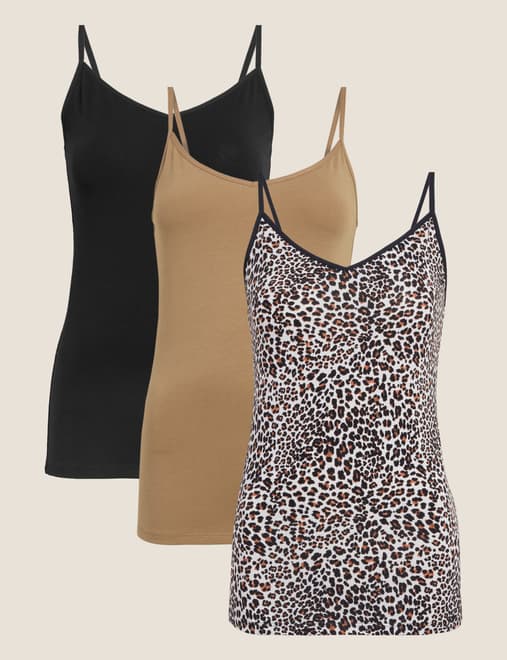3pk Cotton Rich Strappy Vests