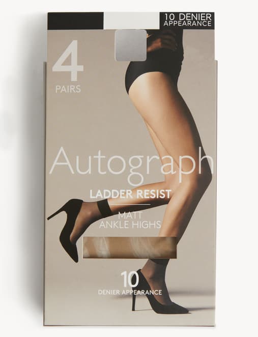 4pk 10 Denier Ladder Resist Ankle Highs