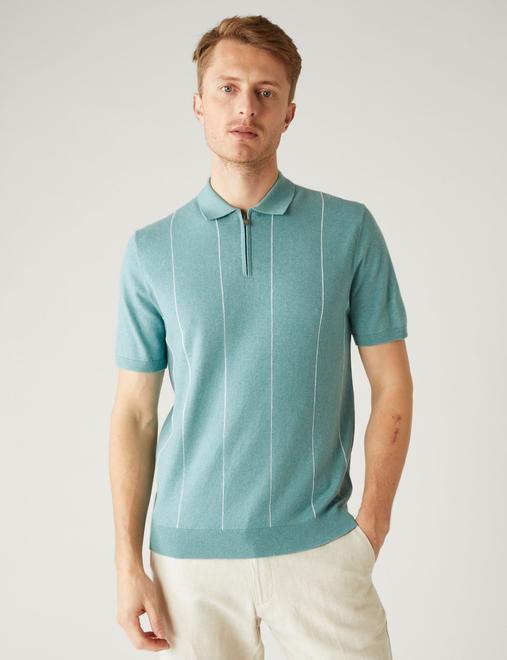 Cotton Rich Striped Knitted Polo Shirt