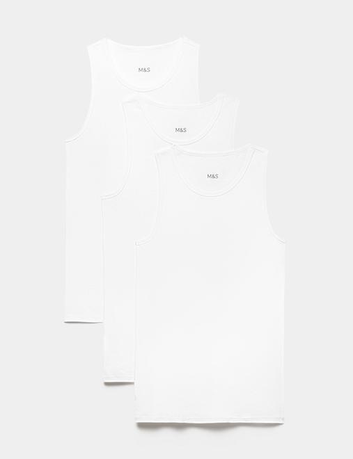 3 Pack Essential Cotton Sleeveless Vests