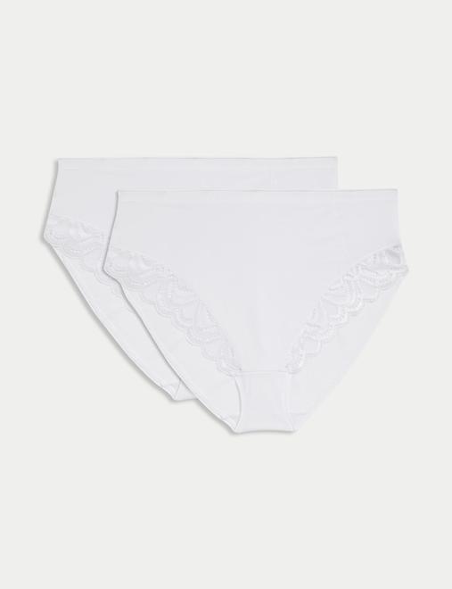2pk Amelia Lace Cotton Rich Shaping Knickers