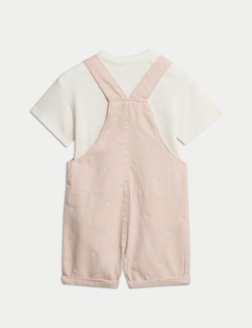 2pc Cotton Rich Embroidered Bibshort Outfit (0-2 Yrs)