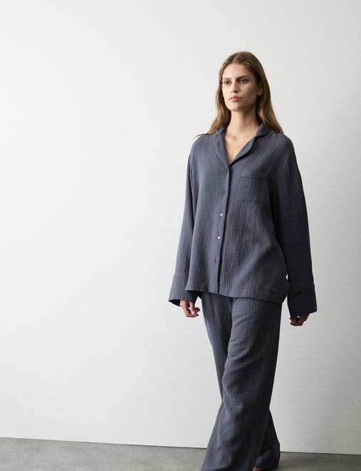 Pure Cotton Muslin Revere Pyjama Set