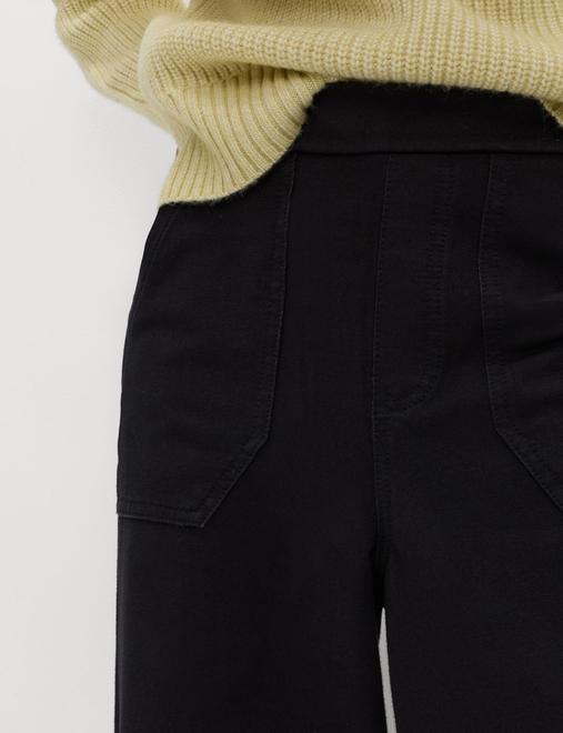 Denim Elasticated Waist Wide Leg Trousers