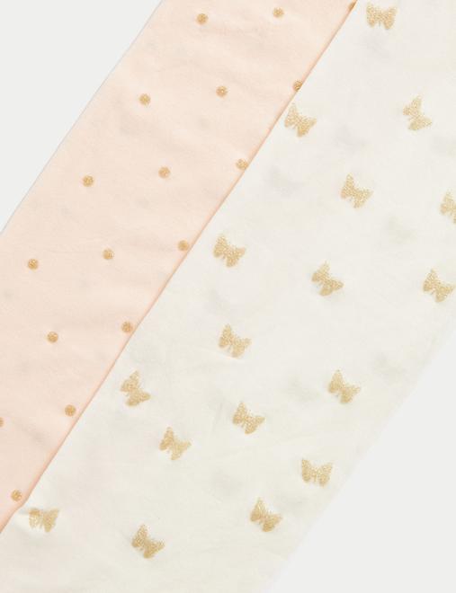 2 Pack 40 Denier Patterned Sparkle Tights (2-14 Yrs)