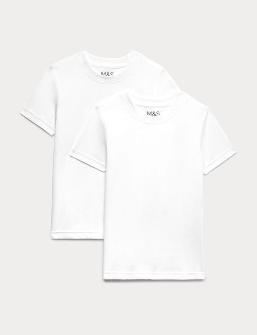 2 Pack Unisex Pure Cotton School T-Shirts (2-16 Yrs)