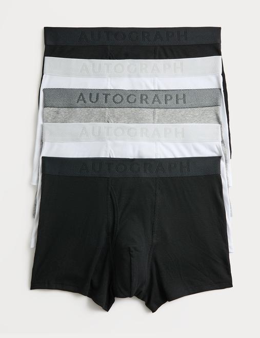 5 Pack Cotton Rich Ribbed Stretch Trunks