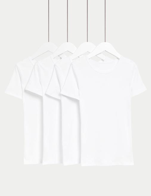 4 Pack Pure Cotton Short Sleeve Vests (2-14 Yrs)