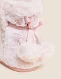 Faux Fur Pom Pom Slipper Boots