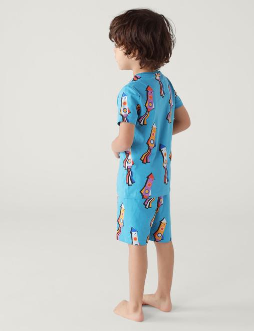 Cotton Rich Rocket Print Pyjama Set (1 - 8 Yrs)