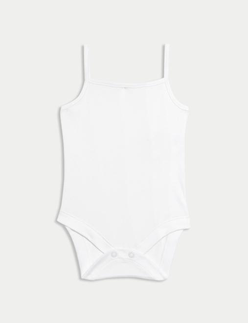 5 Pack Pure Cotton Strappy Bodysuits (6½lbs-3 Yrs)