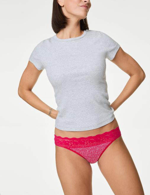 5pk Cotton Blend Printed Bikini Knickers