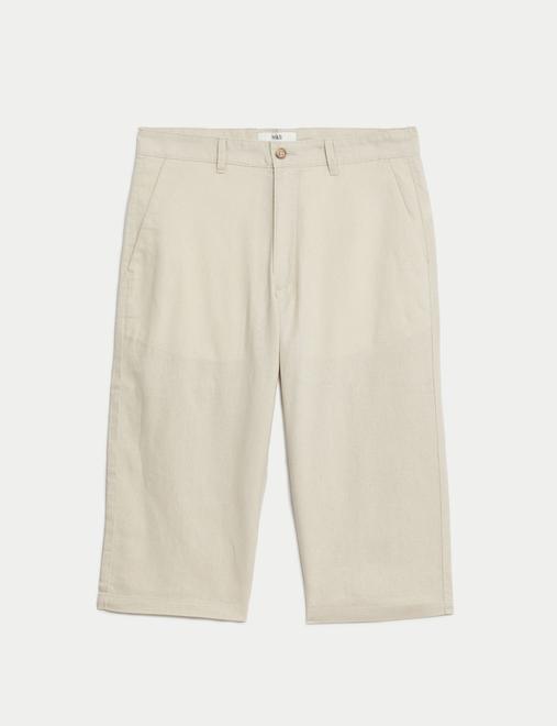 Linen Blend 3/4 Leg Shorts